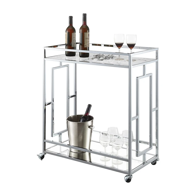 Convenience Concepts Town Square Faux Marble-Top Kitchen Cart