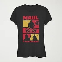 It Must Be Done Womens Juniors Crew Neck Short Sleeve Regular Fit Star Wars Graphic T-Shirt