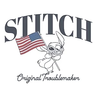 Stitch Flag Womens Juniors Crew Neck Short Sleeve Regular Fit Lilo & Stitch Graphic T-Shirt