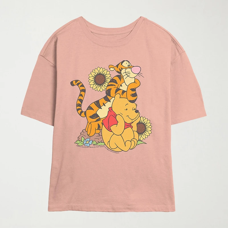 Toger Womens Juniors Crew Neck Short Sleeve Slim Fit Winnie The Pooh Graphic T-Shirt