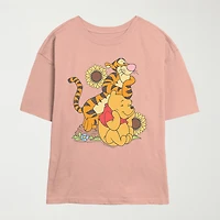 Toger Womens Juniors Crew Neck Short Sleeve Slim Fit Winnie The Pooh Graphic T-Shirt