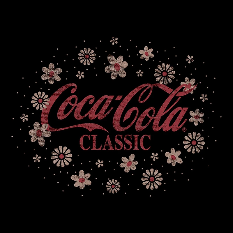 Floral Coke Womens Juniors Crew Neck Short Sleeve Regular Fit Graphic T-Shirt