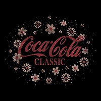 Floral Coke Womens Juniors Crew Neck Short Sleeve Regular Fit Graphic T-Shirt