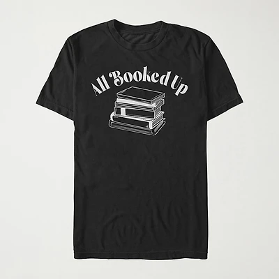 All Booked Up Womens Juniors Crew Neck Short Sleeve Regular Fit Graphic T-Shirt