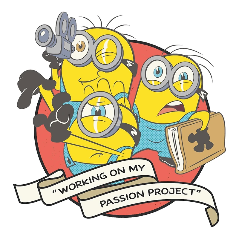 Working On My Passio Womens Juniors Crew Neck Short Sleeve Regular Fit Minions Graphic T-Shirt