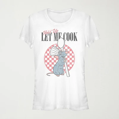 Let Me Cook Womens Juniors Crew Neck Short Sleeve Regular Fit Graphic T-Shirt