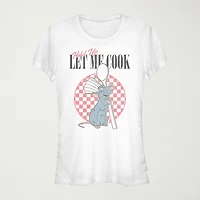 Let Me Cook Womens Juniors Crew Neck Short Sleeve Regular Fit Graphic T-Shirt