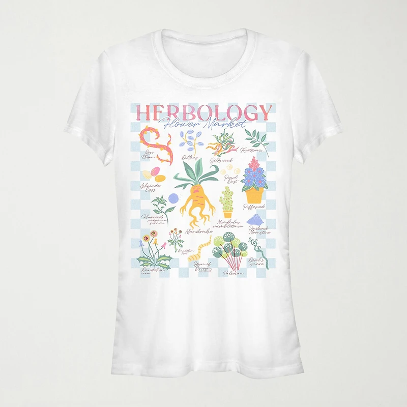 Herbology Flower Market Womens Juniors Crew Neck Short Sleeve Regular Fit Harry Potter Graphic T-Shirt