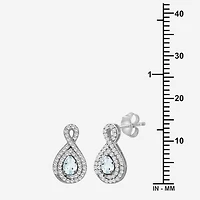 (I-J / I2-I3) 1/4 CT. T.W. Genuine Blue Aquamarine 10K Gold 14mm Pear Stud Earrings