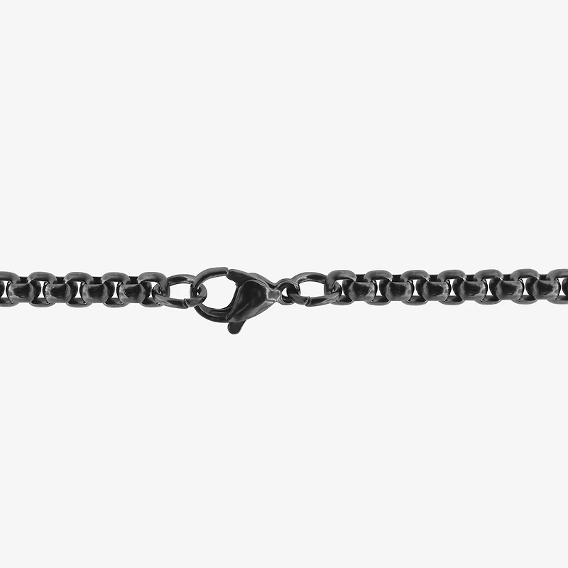 Cross Mens Black Cubic Zirconia Stainless Steel Cross 24 Inch Pendant Necklace