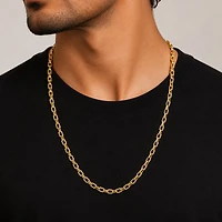 Mens 14K Gold Over Stainless Steel 24 Inch Link Chain Necklace