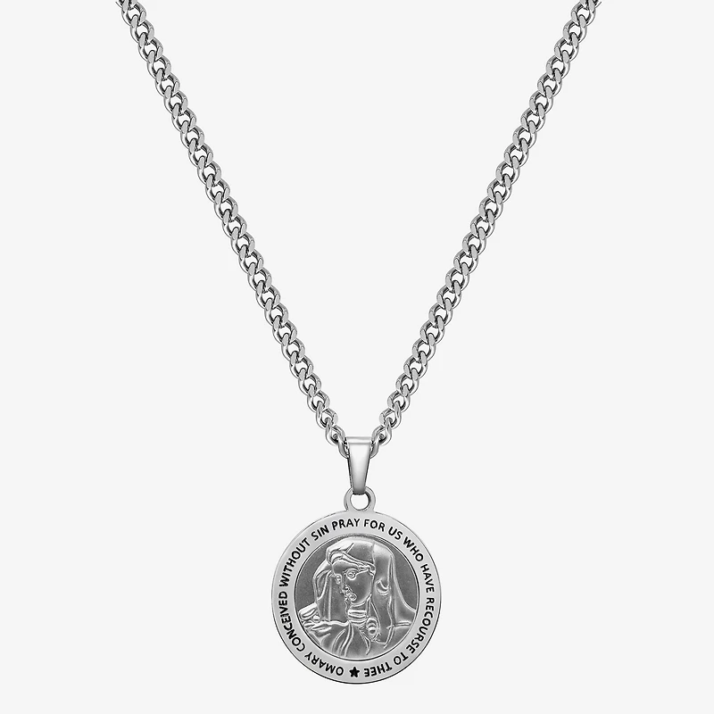 Mary Mens Stainless Steel 24 Inch Pendant Necklace