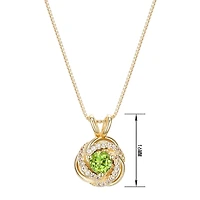 Womens Genuine Green Peridot 18K Gold Over Silver Round 18 Inch Pendant Necklace