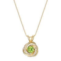 Womens Genuine Green Peridot 18K Gold Over Silver Round 18 Inch Pendant Necklace