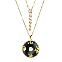 Womens Genuine Black Agate 18K Gold Over Silver 18 Inch Pendant Necklace