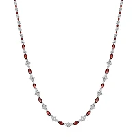 Womens Red Garnet Sterling Silver 18 Inch Tennis Necklace