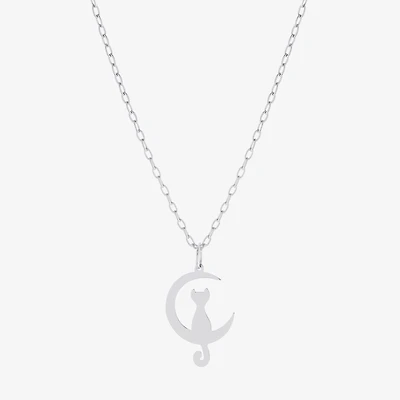 Silver Treasures Cat Womens Sterling Silver 16 Inch Pendant Necklace
