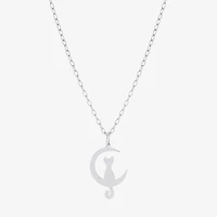 Silver Treasures Cat Womens Sterling Silver 16 Inch Pendant Necklace