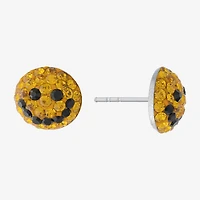 Silver Treasures Smiley Face Yellow Crystal Sterling Silver 8.8mm Stud Earrings