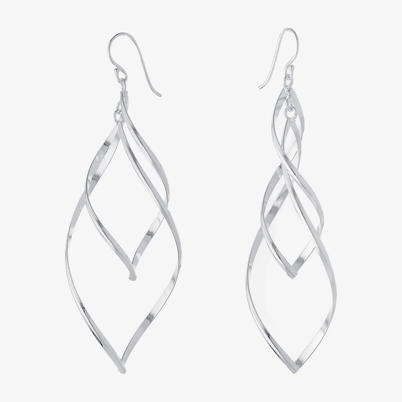 Silver Reflections Womens Pure Silver Over Brass Drop Earrings