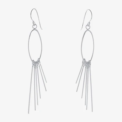 Silver Reflections Womens Pure Silver Over Brass Oval Drop Earrings