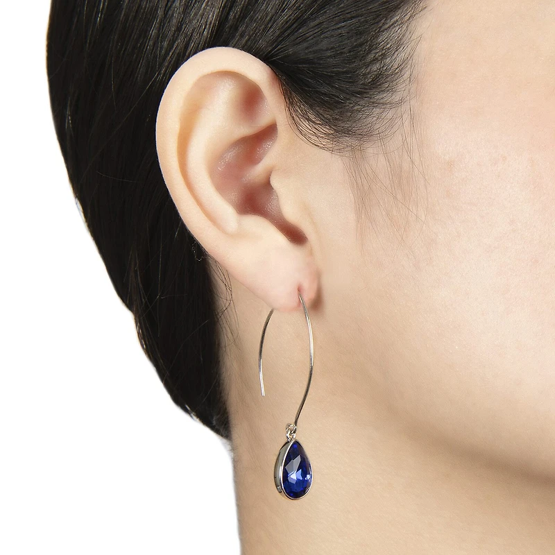 Sparkle Allure Womens Red Crystal Pure Silver Over Brass Pear Drop Earrings