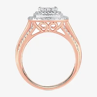 Womens 1 CT.T.W. Natural Diamond 10K or 14K Gold Cushion Side Stone Halo Engagement Ring