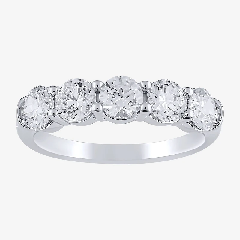 (H-I / I1) Womens 2 CT. T.W. Lab Grown White Diamond 10K Gold 5-Stone Anniversary Band