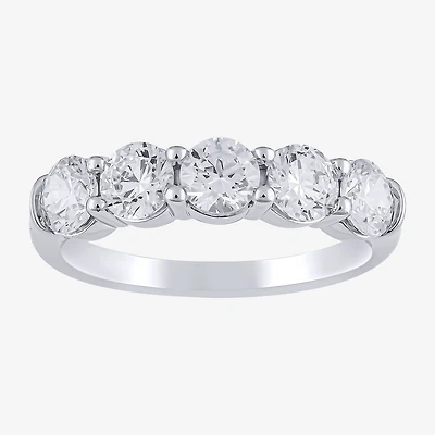 (H-I / I1) Womens 2 CT. T.W. Lab Grown White Diamond 10K Gold 5-Stone Anniversary Band