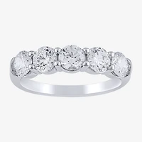 (H-I / I1) Womens 2 CT. T.W. Lab Grown White Diamond 10K Gold 5-Stone Anniversary Band