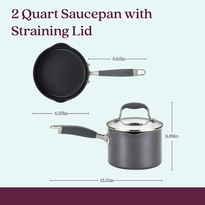 Anolon Advanced Home Hard Anodized 2-qt. Sauce Pan Straining Lid