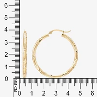 14K Yellow Gold Engraved Chevron Hoop Earrings