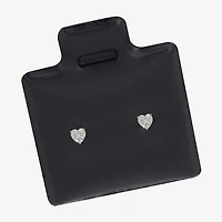 Cubic Zirconia 14K Gold 5mm Heart Stud Earrings