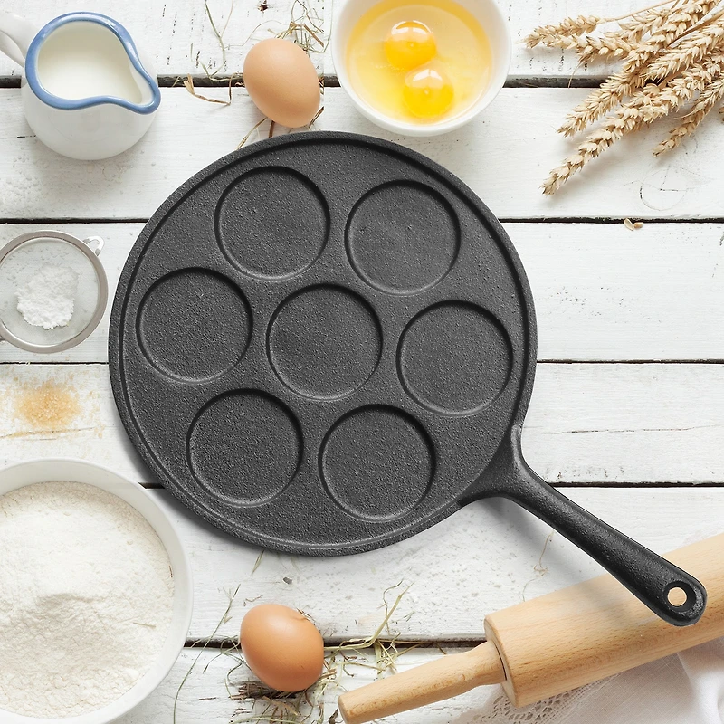 Commercial Chef Mini Pancake Maker Cast Iron Grill Pan