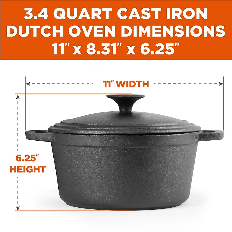 Commercial Chef 3 1/2 Qt Cast Iron Dutch Oven