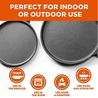 Commercial Chef 3-Piece Cast Iron Griddle