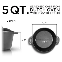 Commercial Chef 5 Qt Cast Iron Dutch Oven