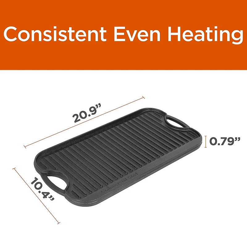 Commercial Chef Reversible Grill Cast Iron Grill Pan