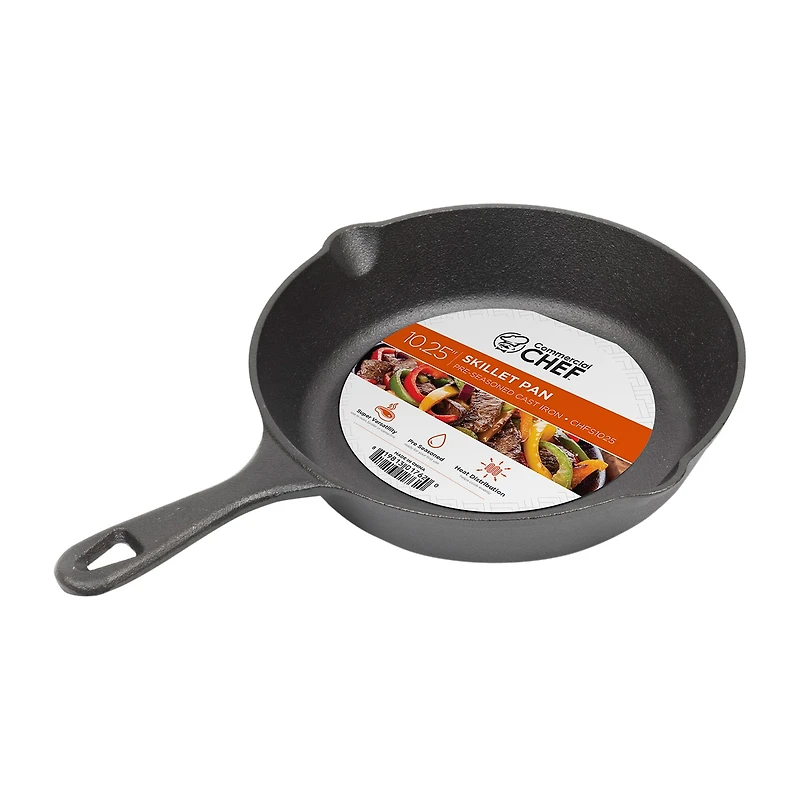 Commercial Chef 10 1/4 Inch Cast Iron Skillet