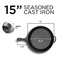 Commercial Chef 15 Inch Cast Iron Skillet