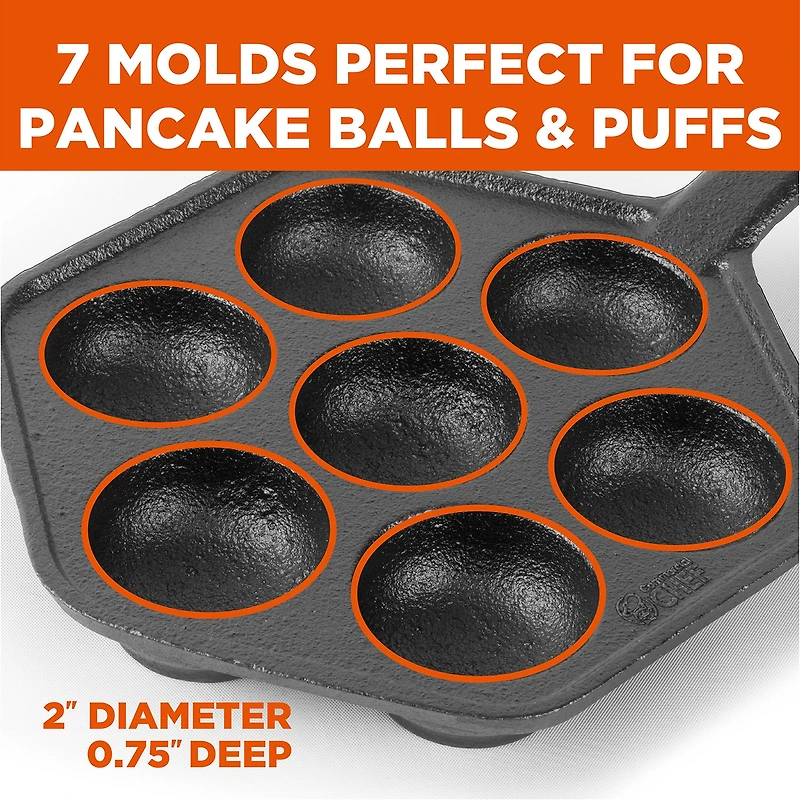 Commercial Chef Danish Aebleskiver 7" Cake Pan