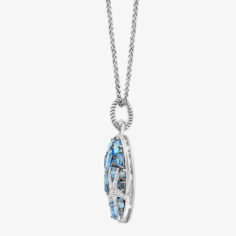 Effy Final Call Limited Quantities! Womens Diamond Accent Genuine Blue Topaz Sterling Silver Oval 18 Inch Pendant Necklace