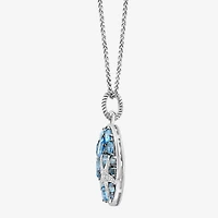 Effy Final Call Limited Quantities! Womens Diamond Accent Genuine Blue Topaz Sterling Silver Oval 18 Inch Pendant Necklace