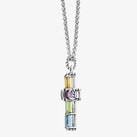 Effy Final Call Limited Quantities! Womens Genuine Multi Color Sterling Silver Cross 18 Inch Pendant Necklace