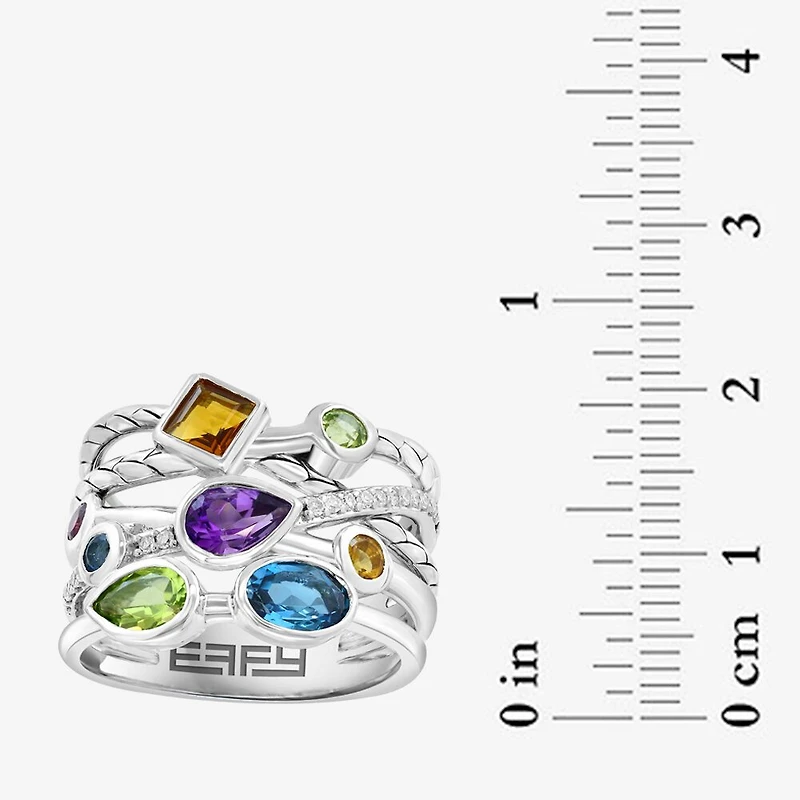 Effy Final Call Limited Quantities! Womens 1/6 CT. T.W. Genuine Multi Color Sterling Silver Cluster Band