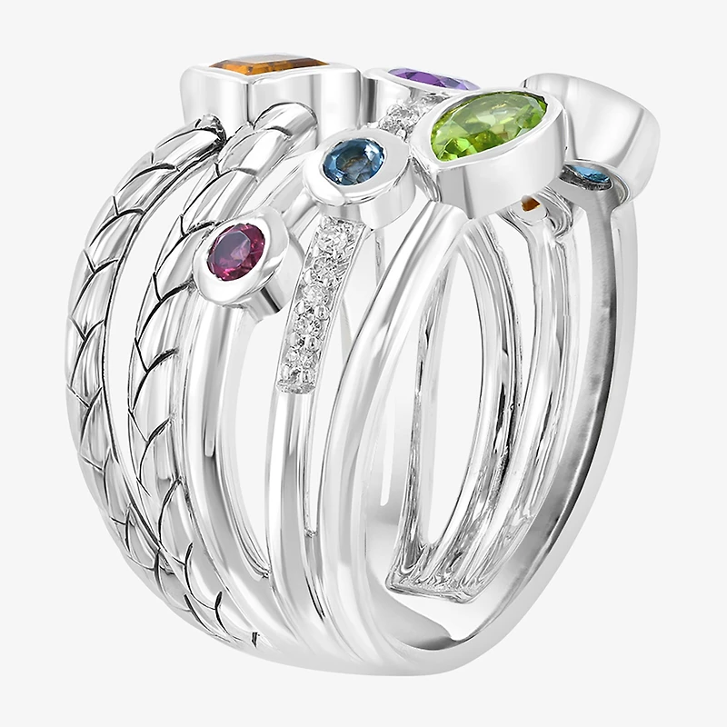 Effy Final Call Limited Quantities! Womens 1/6 CT. T.W. Genuine Multi Color Sterling Silver Cluster Band