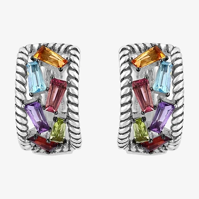 Effy Final Call Limited Quantities! Womens Genuine Multi Color Sterling Silver 10mm Hoop Earrings