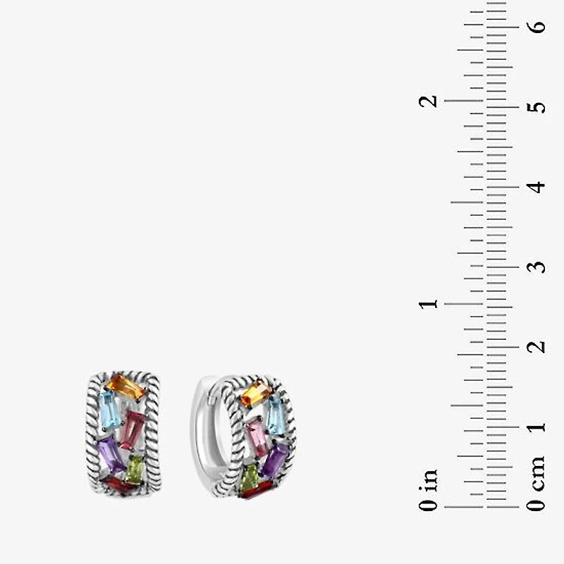 Effy Final Call Limited Quantities! Womens Genuine Multi Color Sterling Silver 10mm Hoop Earrings