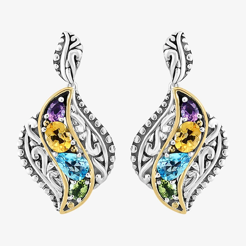 Effy Final Call Limited Quantities! Womens Genuine Multi Color 14K Gold Over Silver Drop Earrings