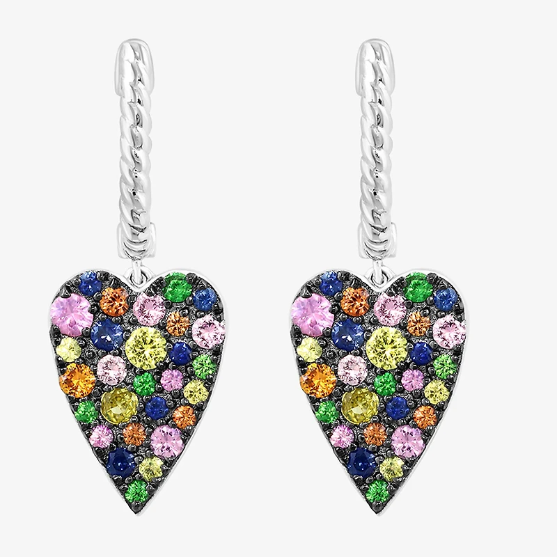 Effy Final Call Limited Quantities! Womens Genuine Multi Color Sterling Silver Heart Drop Earrings